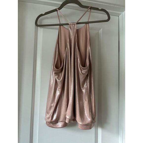 Shiny Rose Gold Shimmering Silky Express Top Size Large EUC - Picture 2 of 4